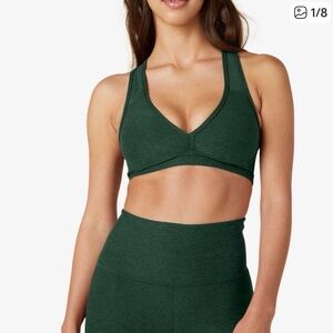 Beyond Yoga Lift Your Spirits sports bra in dark spruce heather green